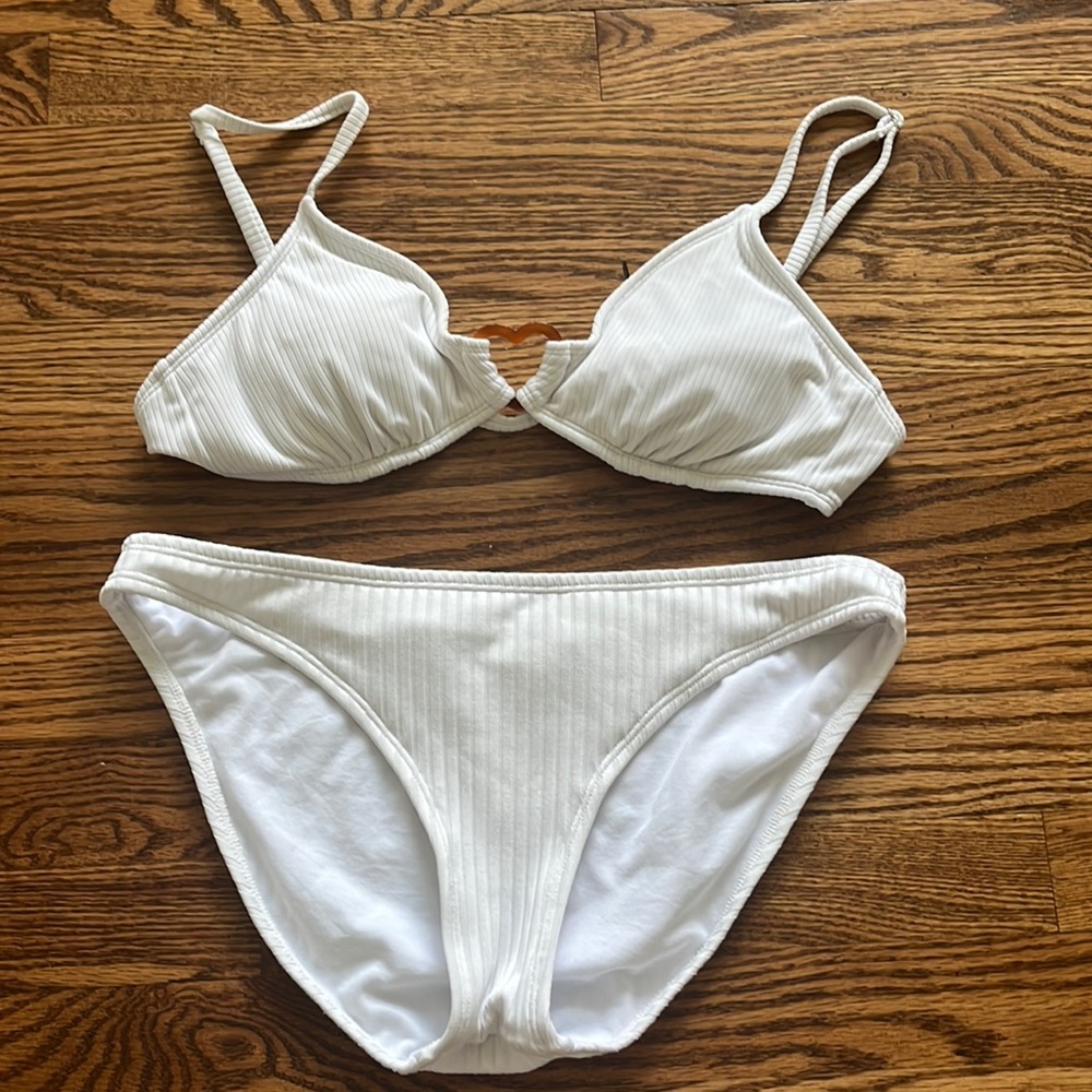 White bikini with heart detail